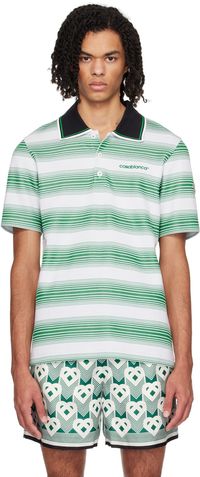 Casablanca White Gradient Stripe Polo