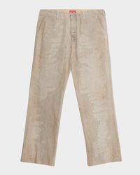 Men's Distressed Jacquard Denim Pants
