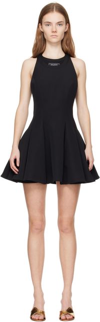 Balmain Black Flared Pleated Minidress