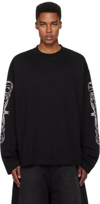 VETEMENTS T-shirt à manches longues noir à logos Metal imprimés