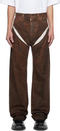Y/Project SSENSE XX Brown Cut-Out Jeans