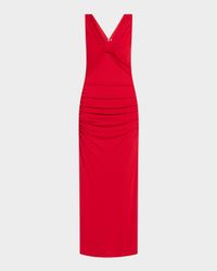 Ruched V-Neck Column Dress