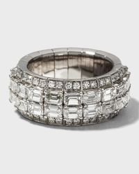 Xpandable 18k White Gold Emerald-Cut and Round Diamond Ring, Size 6 - 10