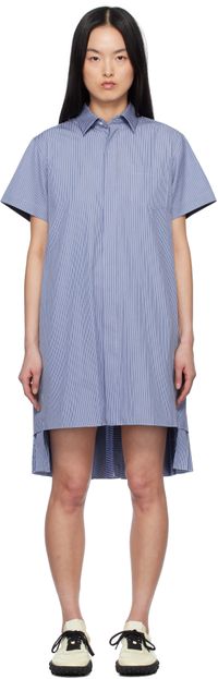 sacai Blue Cotton Poplin Minidress