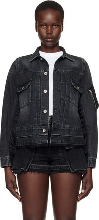 sacai Black Nylon Twill Denim Jacket