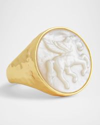 Pegasus Mother-of-Pearl Coin Signet Ring