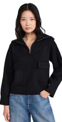 English Factory Quarter-Zip Knit Sweater Cream L