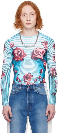 Jean Paul Gaultier Blue & Red Floral Long Sleeve T-Shirt