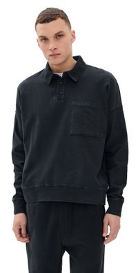 Citizens of Humanity French Terry Rugby Polo Dark Charcoal L