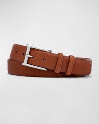Men's Pebbled Bison Leather Belt