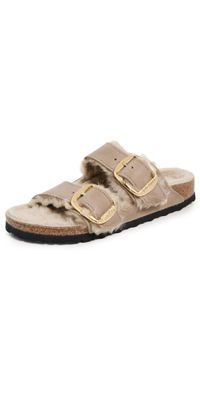 Birkenstock Arizona Big Buckle Shearling Sandals Tobacco Brown 41