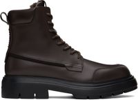 Ferragamo Brown Maxi-Tongue Combat Boots
