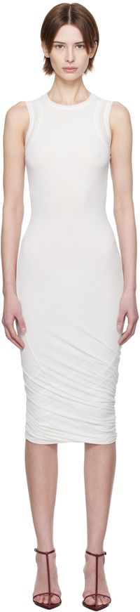 Jil Sander Robe midi blanche sans manches à effet drapé