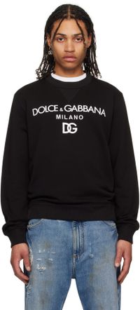 Dolce&Gabbana Black 'DG' Embroidery Jersey Sweatshirt