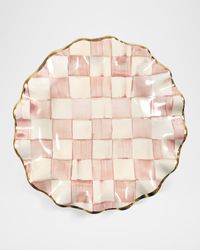Rosy Check Ceramic Fluted Dessert Plate