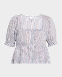 Stripe Button-Front Blouse