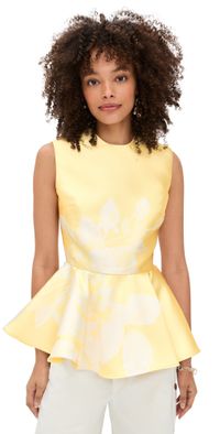Marques'Almeida Flower Printed Peplum Top Yellow 4