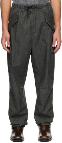 Dries Van Noten Pantalon cargo vert à cordon coulissant