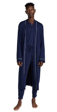 Eberjey William Modal Robe True Navy/Ivory L