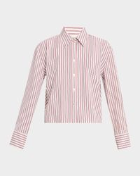 Stripe Cropped Button-Front Shirt