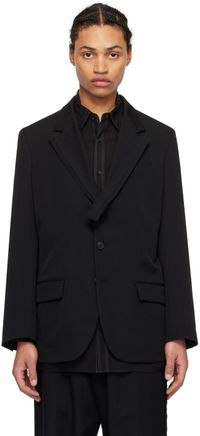 Y's For Men Black Notched Lapel Blazer