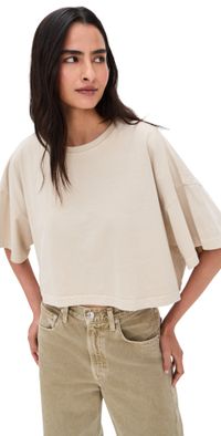 AGOLDE Arli Oversized Cropped Tee Brown Rice S