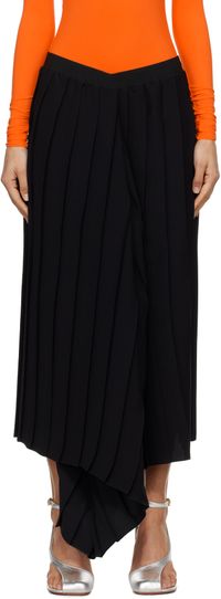 MM6 Maison Margiela Black Drape Pleated Midi Skirt