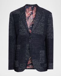 Men's Patchwork Knit Two-Button Sport Coat