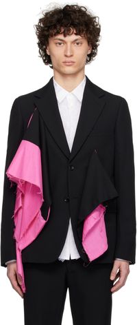 Comme des Garçons Homme Plus Black & Pink Gabardine Medium Blazer