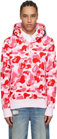 BAPE Pink ABC Camo Shark Half Zip Hoodie