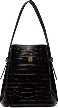 TOTEME Brown Belted Croco-Embossed Bucket Bag