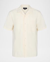 Men's Union Stripe Cotton Loop-Collar Short-Sleeve Shirt