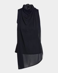 Sage Cowl-Neck Crepe Jersey Sleeveless Top