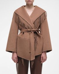 Rowen Fringe Belted Wool-Blend Jacket