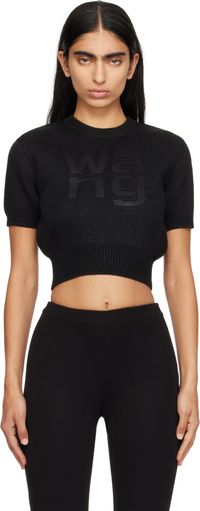 alexanderwang.t T-shirt de style pull noir à logo gaufré