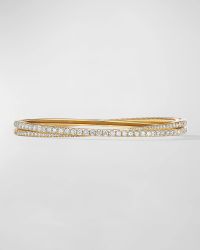 2-Row Pave Crossover Bracelet with Diamonds in 18K Gold, 5.5mm