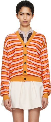 Marni Orange & Pink Wool-Mohair Striped Cardigan