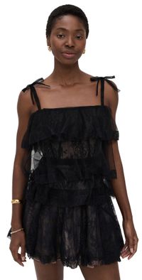 AKNVAS Tove Tiered Lace Dress Black Gold 4
