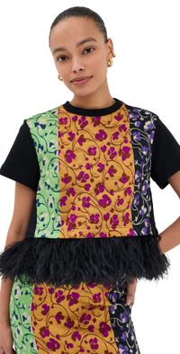 La DoubleJ La Scala Tee with Feathers Honeysuckle Tricolor Jacquard XS