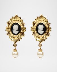 Cameo Pearly Pendant Earrings