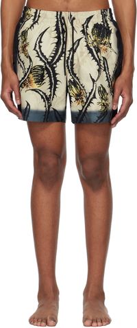 Dries Van Noten Beige Printed Swim Shorts