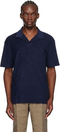 Sunspel Navy Towelling Polo