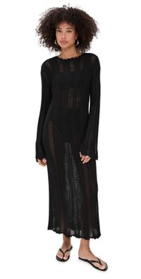 Show Me Your Mumu Packable Maxi Pullover Black Crochet XL