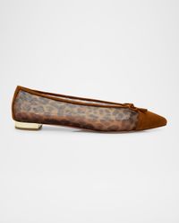 Gioia Leopard Mesh and Suede Ballet Flats