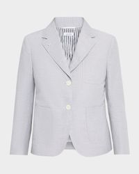 Striped Linen-Cotton Single-Breasted Crop Sportcoat