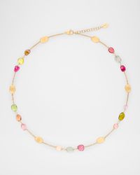 18K Single Strand Lunaria Tourmaline Necklace with Mixed Tourmalines