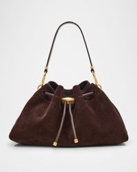 Bon Bon Ruched Suede Bucket Shoulder Bag
