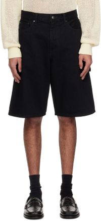 vowels Black Painter Denim Shorts