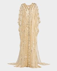 Embroidered Tulle Caftan Gown