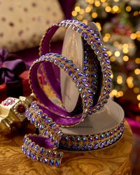 Jewel Aurora Borealis Honey Locust Leaves Christmas Ribbon